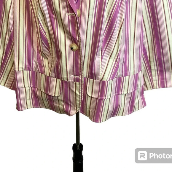 Lane Bryant blazer lavender stripe 3/4 sleeves summer office wear causal… - Picture 3 of 10